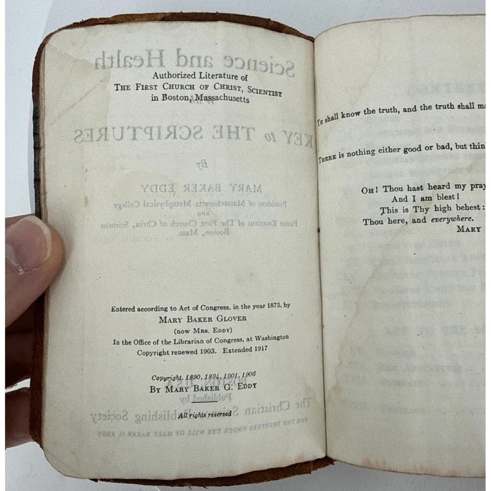 Science and Health with Key to the Scriptures Mary Baker Eddy 1917 Brown Leather
